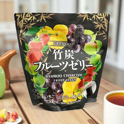 竹炭フルーツゼリー60袋セット京都産真竹炭使用いちごぶどうゆず梅の4種味